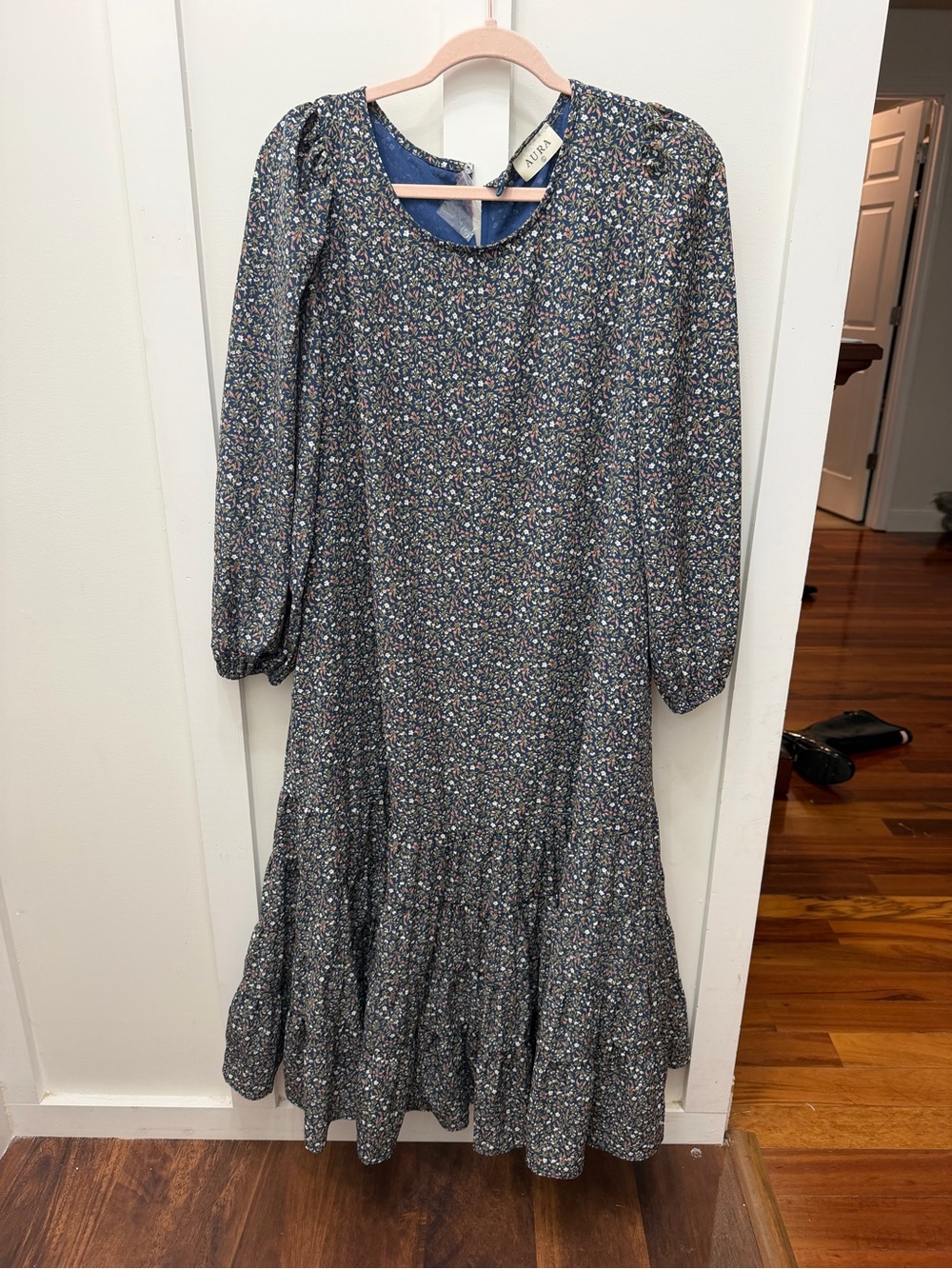 Aura the Label Navy Blue Floral Midi Dress